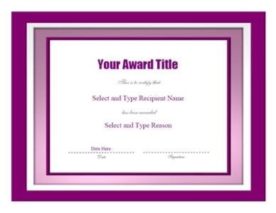 Pink Double Border Award Certificate Template -One