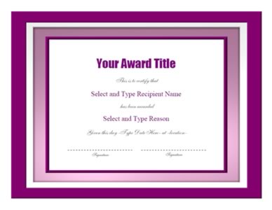 Pink Double Border Award Certificate Template - Two