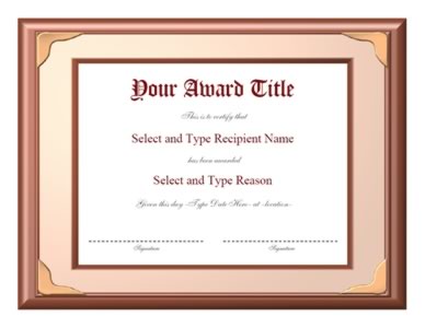 Brown Double Border With Gold Corner Award Template-Two