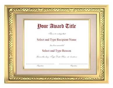 Gold Border Award Certificate Template