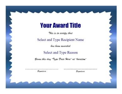 Blue Zigzag Border Certificate Template -Two