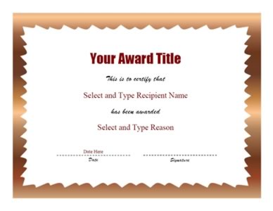 Brown Zigzag Border Certificate Template – One