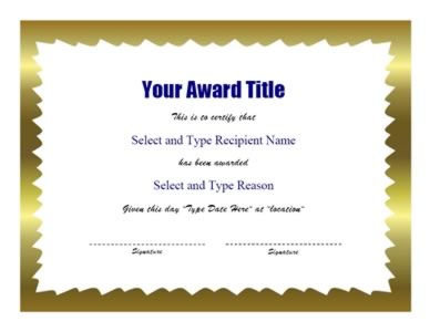Gold Zigzag Border Certificate Template -Two