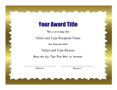 Gold Zigzag Border Certificate Template -Two