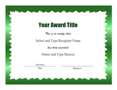 Green Zigzag Border Certificate Template – One