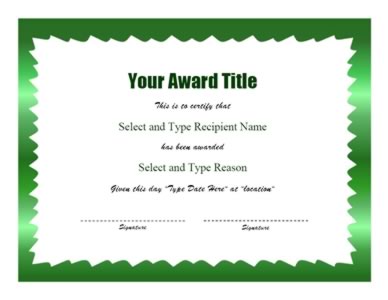 Green Zigzag Border Certificate Template – Two