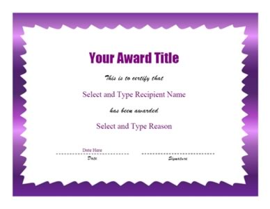 Purple Zigzag Border Certificate Template – One