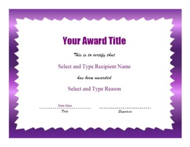 Purple Zigzag Border Certificate Template – One