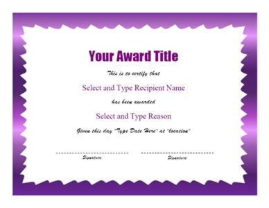 Purple Zigzag Border Certificate Template – Two