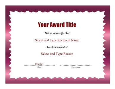 Pink Zigzag Border Certificate Template – One