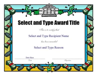 Money Border Certificate Template