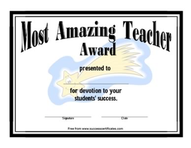 Certificate For Most Amazing Teacher -Four