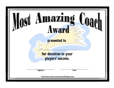 Certificate For Most Amazing Coach-One