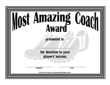 Certificate For Most Amazing Coach-Two