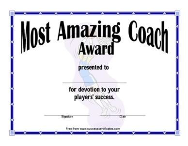 Certificate For Most Amazing Coach-Three