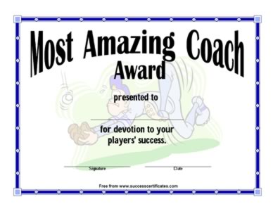 Certificate For Most Amazing Coach-Four