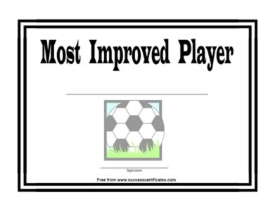 Most Improved Player Certificate - One