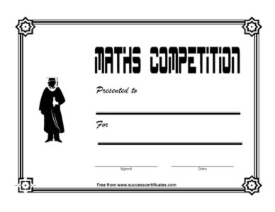Maths Competition Winner Certificate