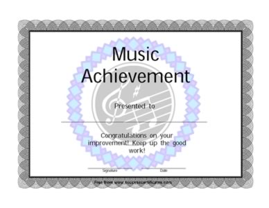 Certificate Of Achievement In Music