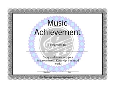 Certificate Of Achievement In Music
