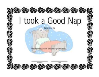 I Took A good Nap Certificate
