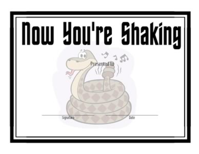 Now You Are Shaking Certificate