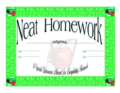  Certificate On Completion Of  Homework – One