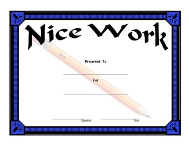 Certificate For Nice Work -One
