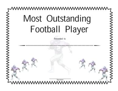 Certificate For Most Outstanding Football Player