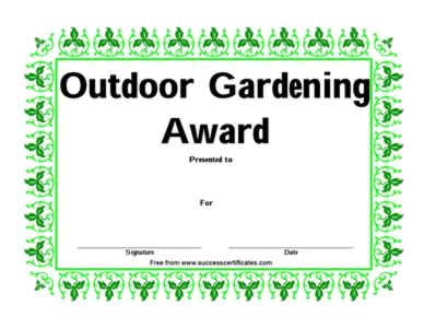 Outdoor Gardening Award-Outdoor Gardening Certificate