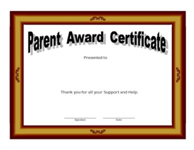 Parent Award Certificate