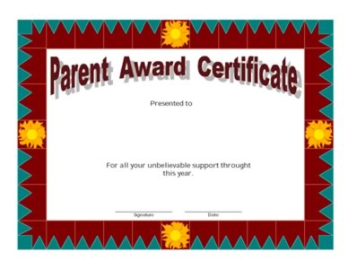 Parent Award Certificate-Two