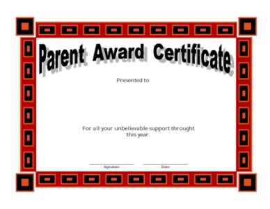 Parent Award Certificate-Three