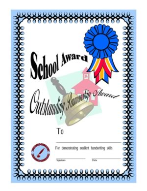 School Award-For Excellent Handwriting