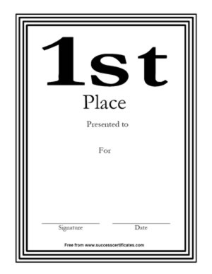 First Place Achievement Certificate