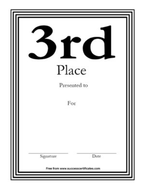 Third Place Achievement Certificate