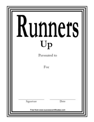 Certificate For Runners Up