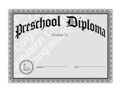 Preschool Diploma Certificate – One