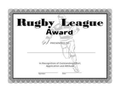 Certificate of Achievement in Rugby - One