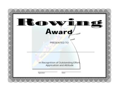 Certificate of Achievement in Rowing – One