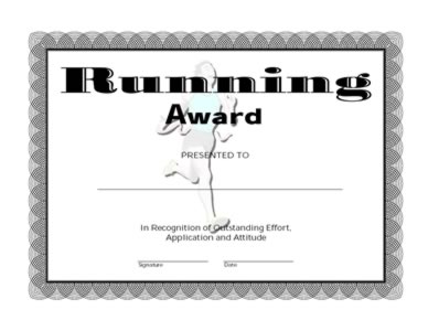 Certificate of Achievement in Running -One