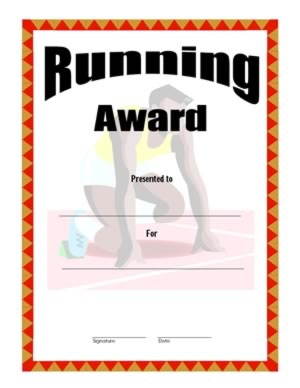 Certificate of Achievement in Running - Four