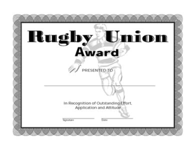 Rugby Union Award -One