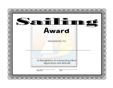 Sailing Award Certificate – One