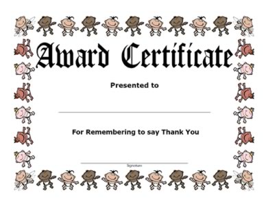 Award Certificate -For Remembering to say Thank You
