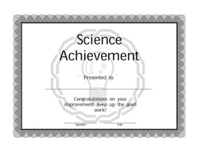  Certificate Of Achievement In Science