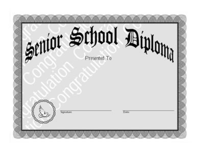 Senior School Diploma Certificate - One