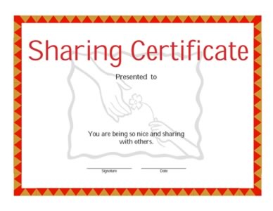 Certificate For Sharing Things With Others - One