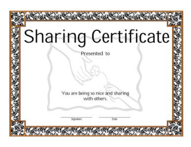 Certificate For Sharing Things With Others-Two