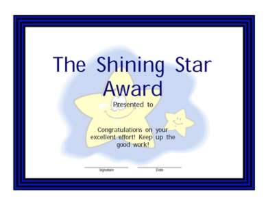 Shining Star Award Certificate-Two